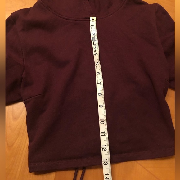 Blue Blush burgundy cropped corset back hoodie - Picture 4 of 4